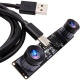 ELP 4MP 3840X1080P 60FPS Synchronous Dual Lens USB Camera module with No distortion 85 degree lens