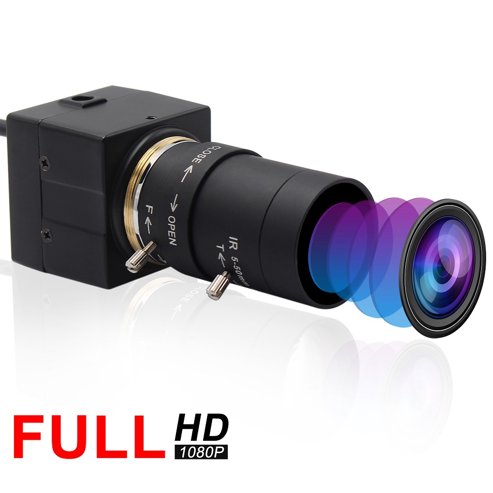 ELP Full HD 1080p H.264 Low illumination usb cctv camera with 5-50mm varifocal zoom CS lens - Click Image to Close