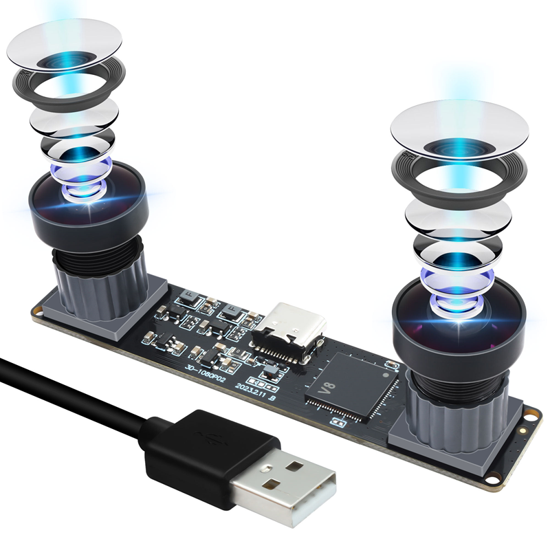 ELP 4MP 3840X1080P 60FPS Synchronous Dual Lens USB Camera Module with Fisheye Lens 152 degree - Click Image to Close