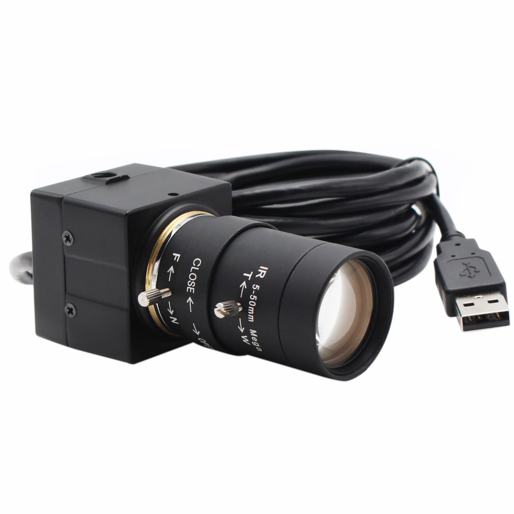 High speed 720p 60fps global shutter usb2 camera with 5-50mm varifocal zoom lens for Machine Vision - Click Image to Close