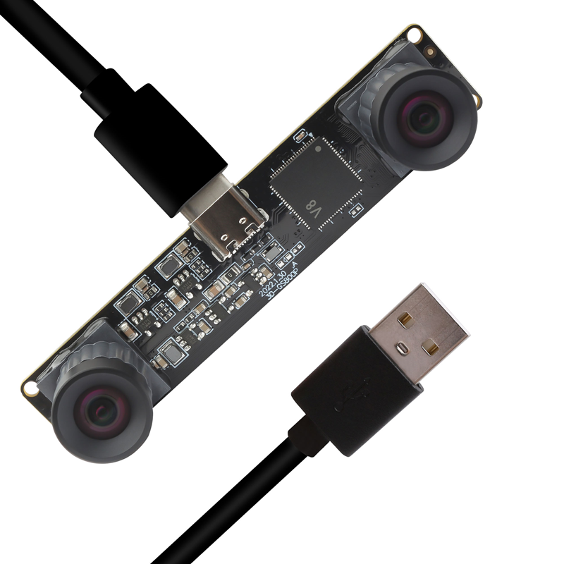ELP 800P Global Shutter Monochrome Synchronous Dual Lens USB Camera Module No Distortion 63 Degree - Click Image to Close